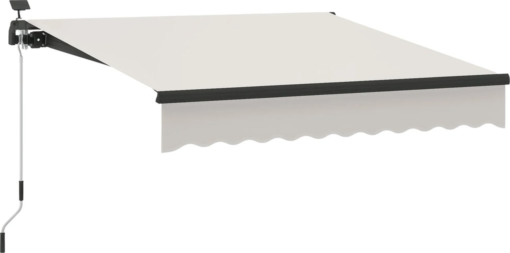 Outsunny Kézi Retractable Napernyő 3x2.5m Napelemes LED Fényekkel Erkélyhez Alumínium Kvázi és UV50+ Védelem Kert Terasz Ablakokhoz Krém | Aosom