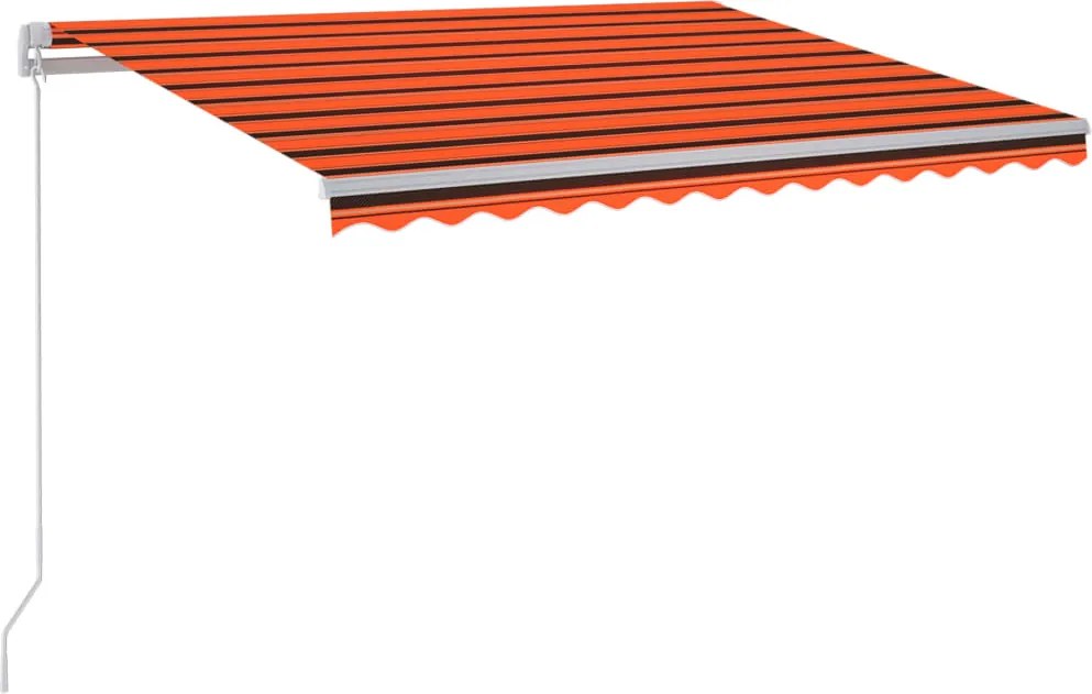 vidaXL narancs és barna kézzel kihúzható LED-es napellenző 300x250 cm