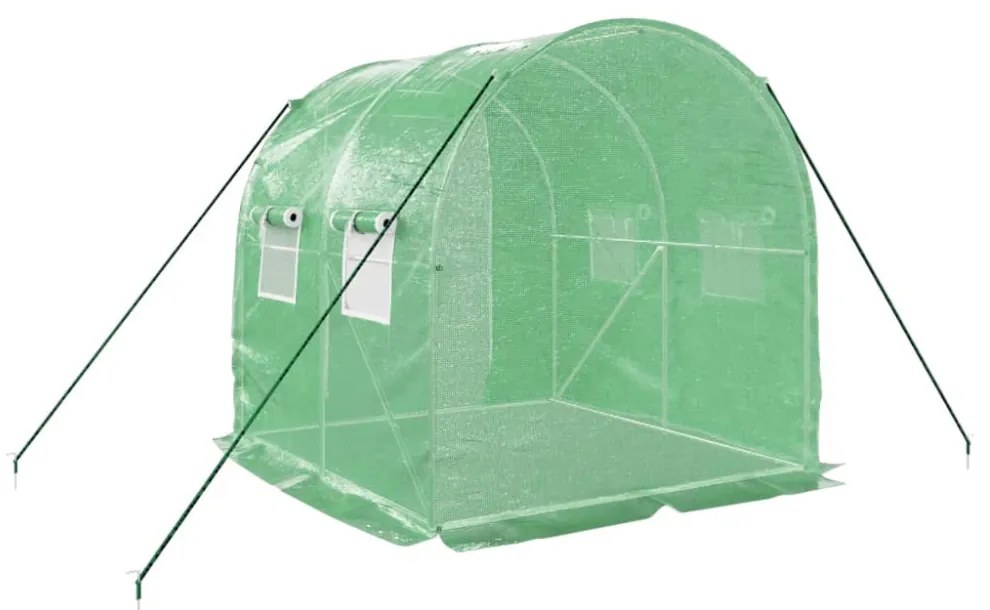 zöld acélvázas melegház 4 m² 2 x 2 x 2 m