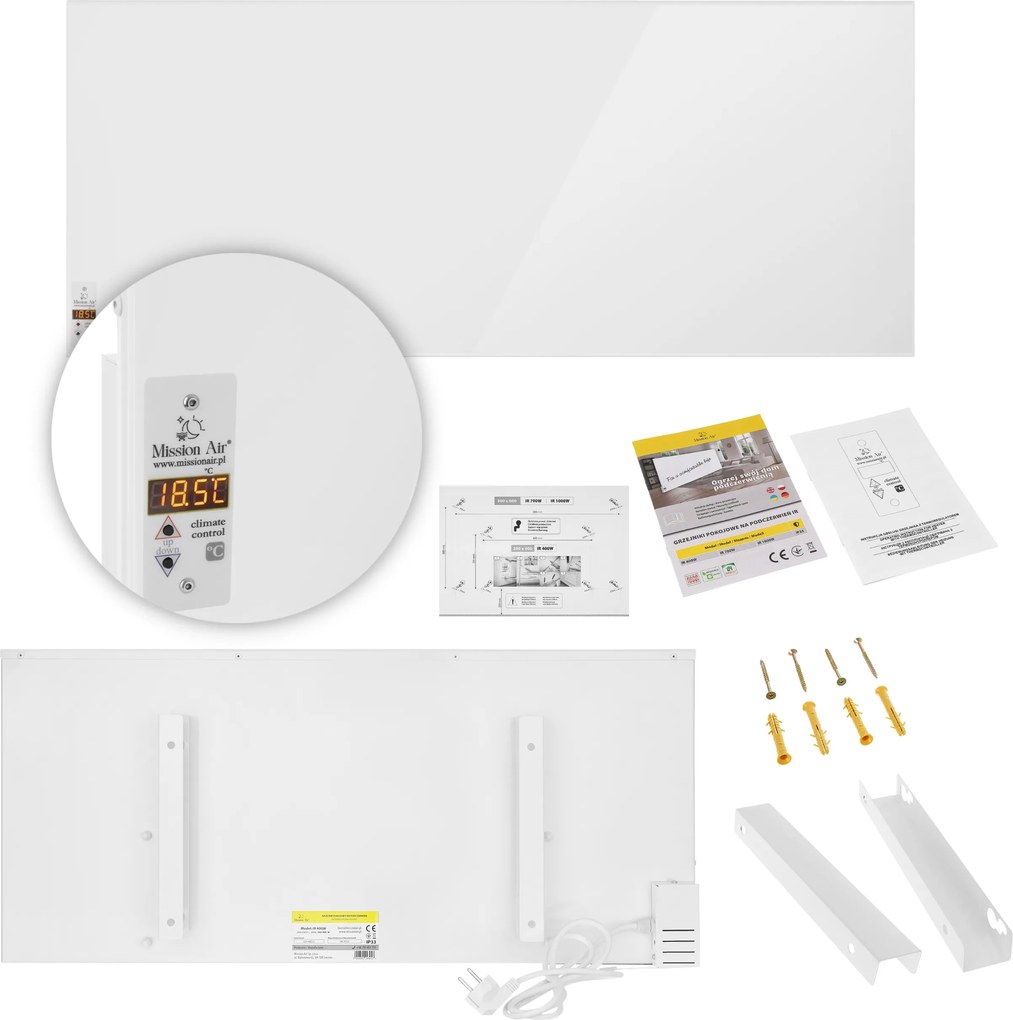 Infravörös radiátor Ir panel Mission Air 400W Termosztáttal
