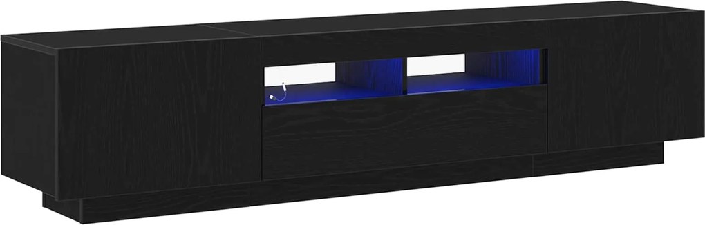 vidaXL TV szekrény garnitúra 2 pcs Fekete 180 x 35 x 40 cm Faanyag