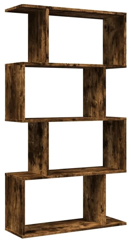 4 szintes füstös tölgy fa elválasztó könyvespolc 70x24x129 cm