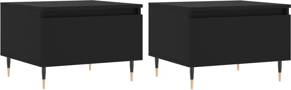 vidaXL 2 db fekete szerelt fa dohányzóasztal 50 x 46 x 35 cm