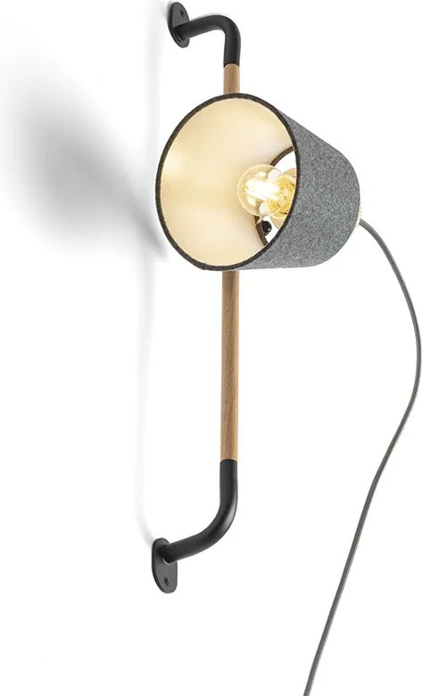 RENDL CHOUPETTE nástěnná posuvná černošedá textil/dřevo 230V LED E27 11W