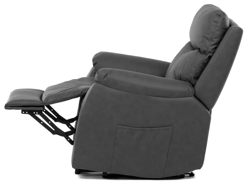 Fotoliu TV si Relax, electric, 3 motoare, stofa gri cu decor piele periata TV-5874