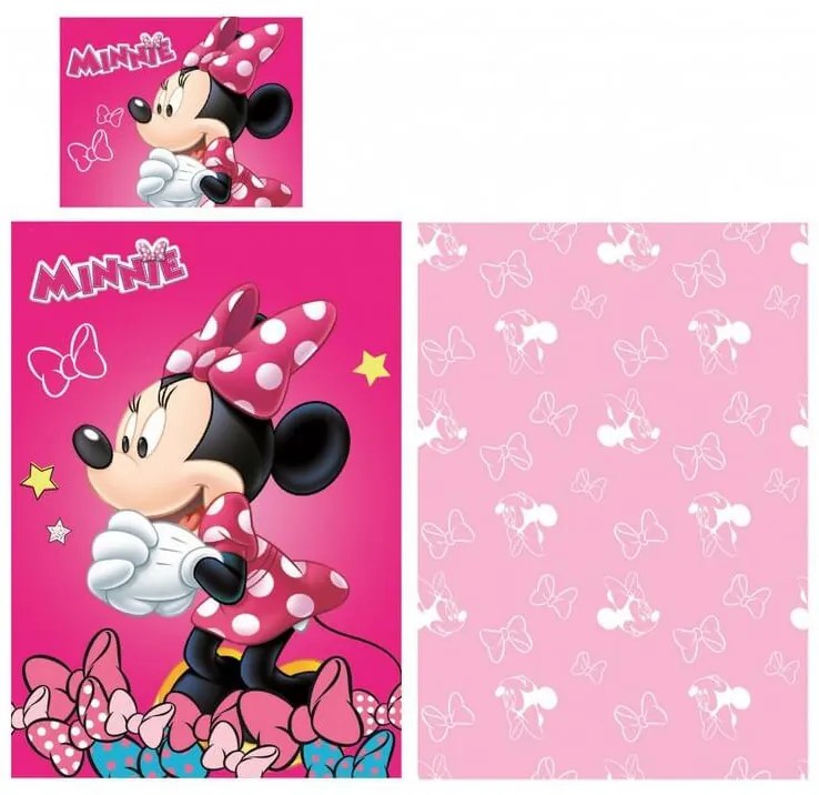 Disney Minnie ágyneműhuzat rózsaszín masni 140x200cm 70x90cm