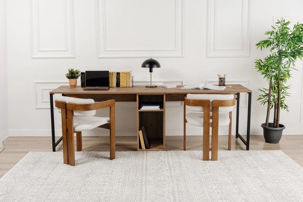Íróasztal Twin Study Desk - Atlantic Pine, Fekete