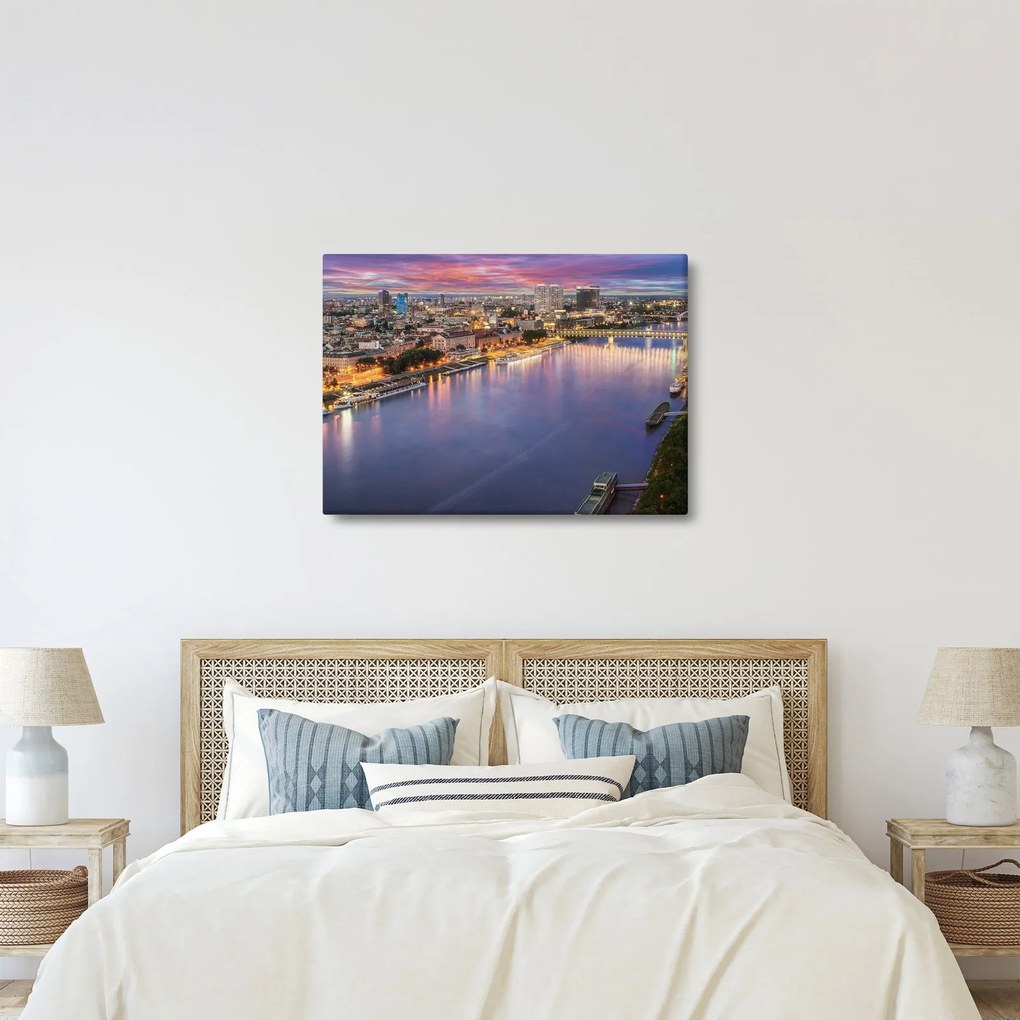 Pozsonyi éjszakai város képe folyóval (70x50 cm)