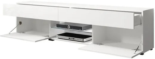 TV szekrény Primrose (fehér + fényes fehér) (fehér LED világítás). 1060161