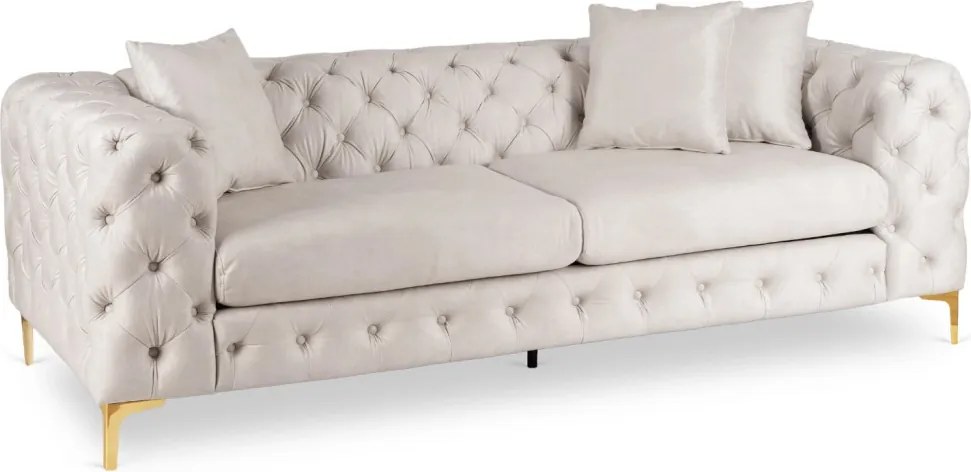 Sofa SORRENTO 3S Trzyosobowa Kremowa Welurowa