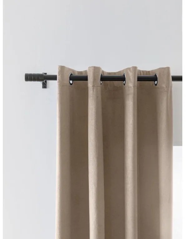 Világosbarna sötétítő VELVET függöny 140x250 cm Felfüggesztés: Hullámos sínszalag