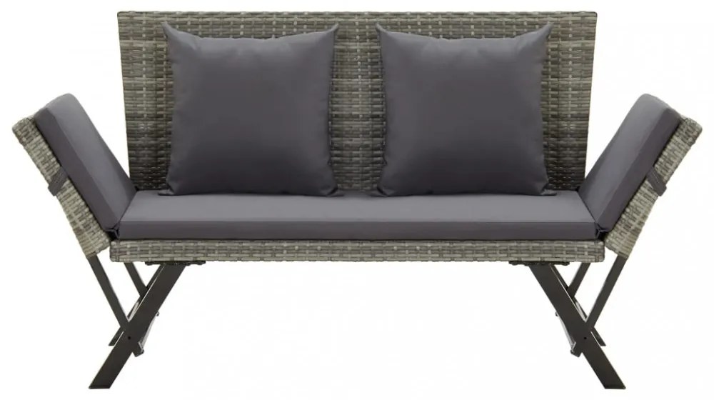 szürke polyrattan kerti pad párnákkal 176 cm
