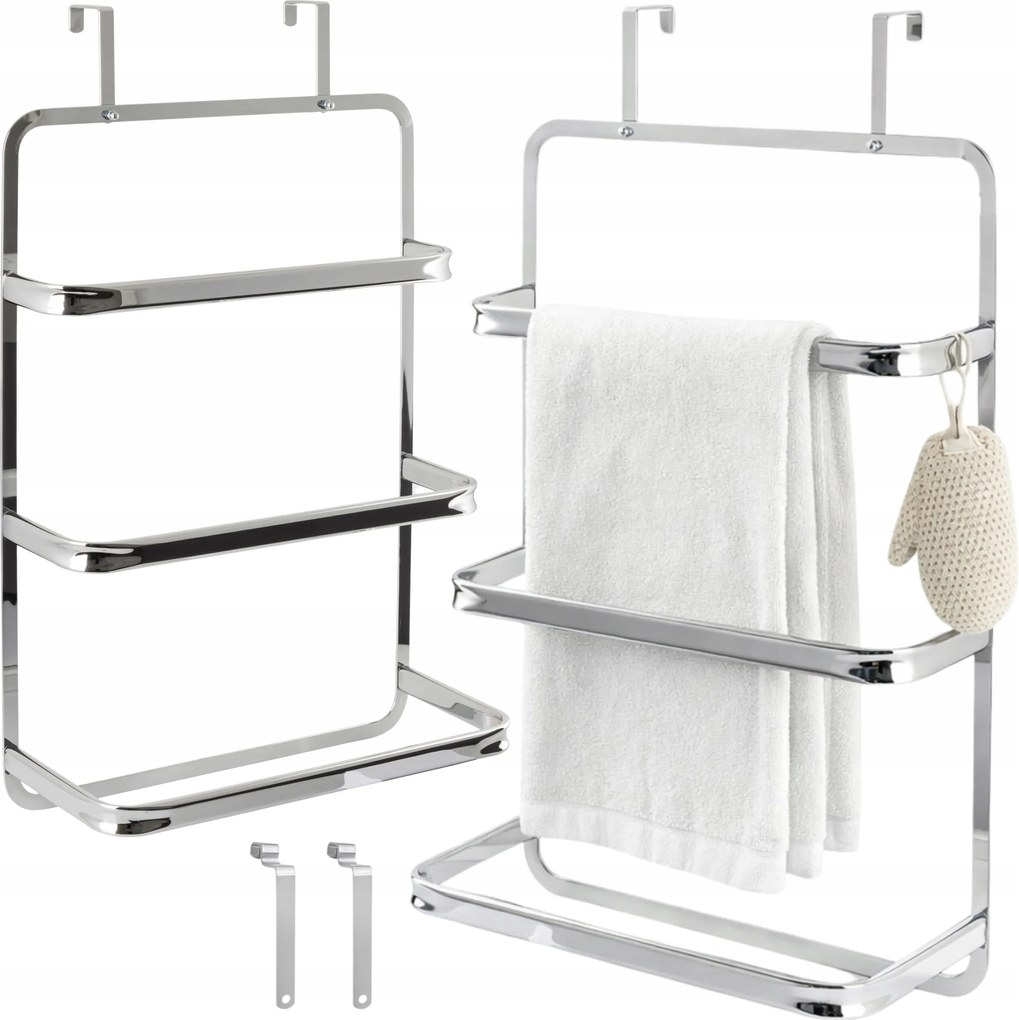 Függő fürdőszobai akasztó tapadásmentes ajtóhoz Ezüst