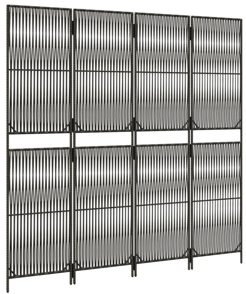 szürke 4 paneles polyrattan térelválasztó