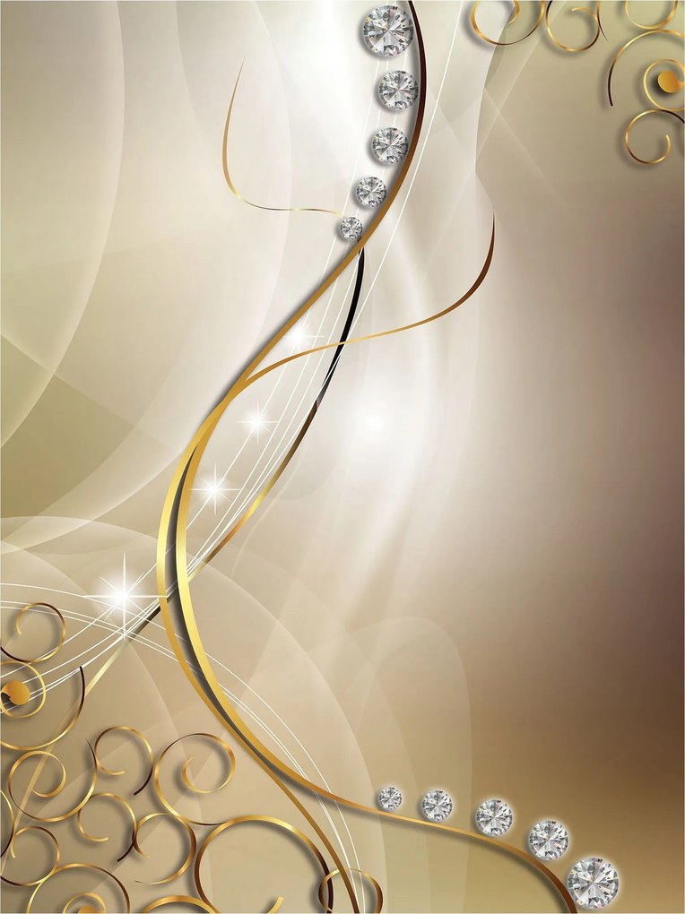Flizelin fotótapéta Arany vonalak és gyémántok bézs alapon 206x275 +ragasztó