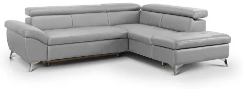 Bőrkárpitos, jobbos, L-alakú SALERNO II sarokkanapé, szürke