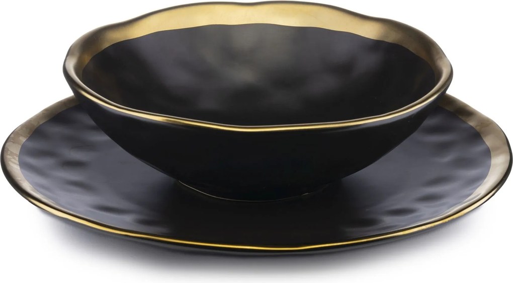 Szerviz szett 2 tányéros Lissa Black Gold Glamour étkészlet