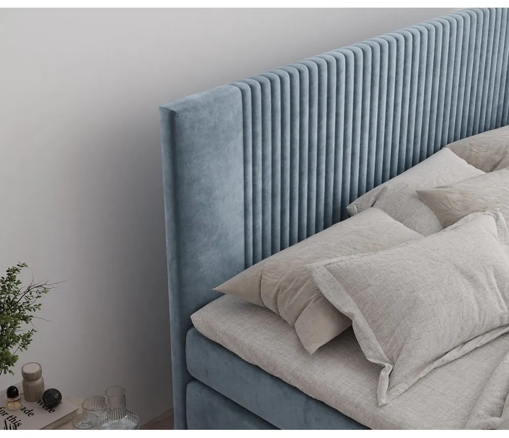 Kék ágyneműtartós boxspring ágy 140x200 cm Bergamo – Maison de Rêve