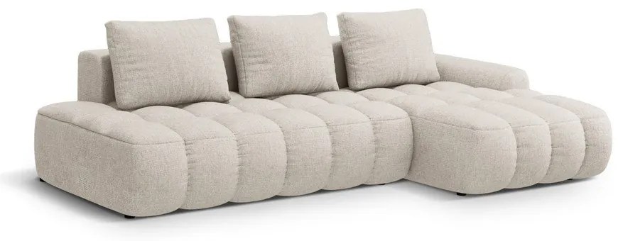 Bézs kinyitható-tárolóhelyes sarokkanapé (jobb oldali-heverő résszel) Linz – Cosmopolitan Design