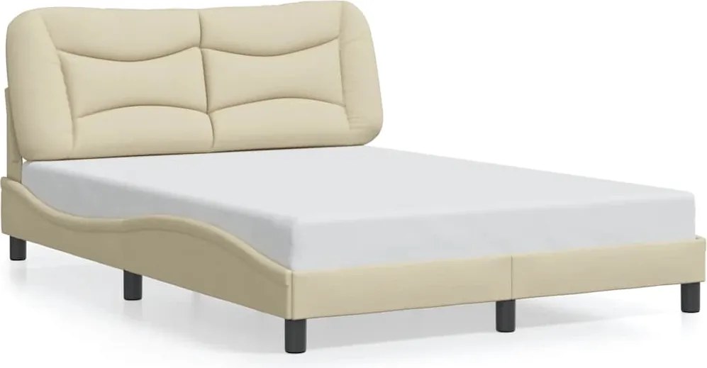vidaXL krémszínű szövet ágykeret matrac nélkül Hvar 140 x 190 cm