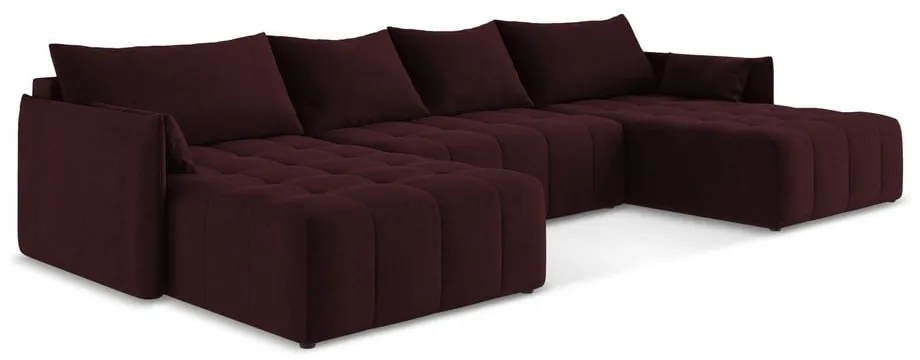 Borvörös kinyitható-tárolóhelyes (U alakú) sarokkanapé Moku – Makamii