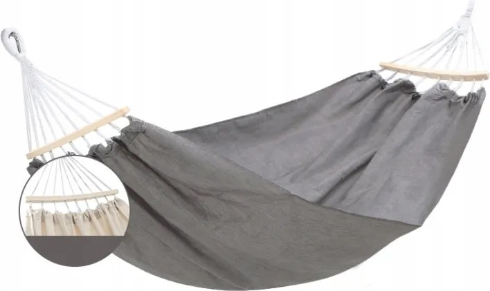 Kerti Függőágy Erősített Kétszemélyes XXL Erős 300kg Rúddal 260x150 cm