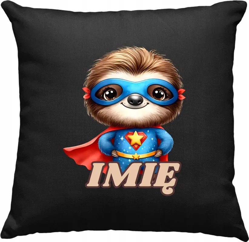 Gyerek párna lajhár hős +név fekete