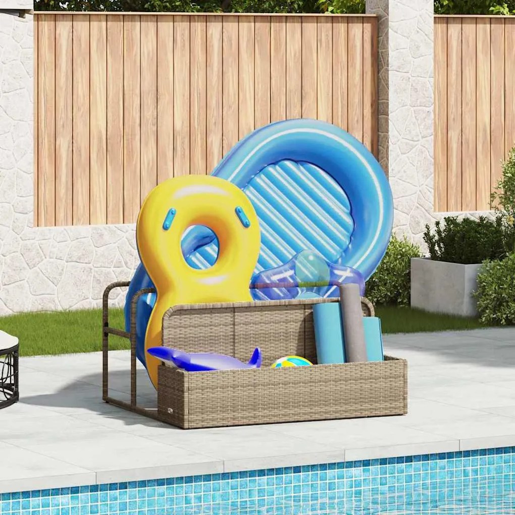 bézs polyrattan medence melletti úszótároló 110x100x57 cm