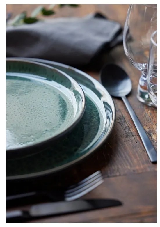 Zöld-fekete desszertes kőedény tányér ø 21 cm Gastro Green/Black – Bitz