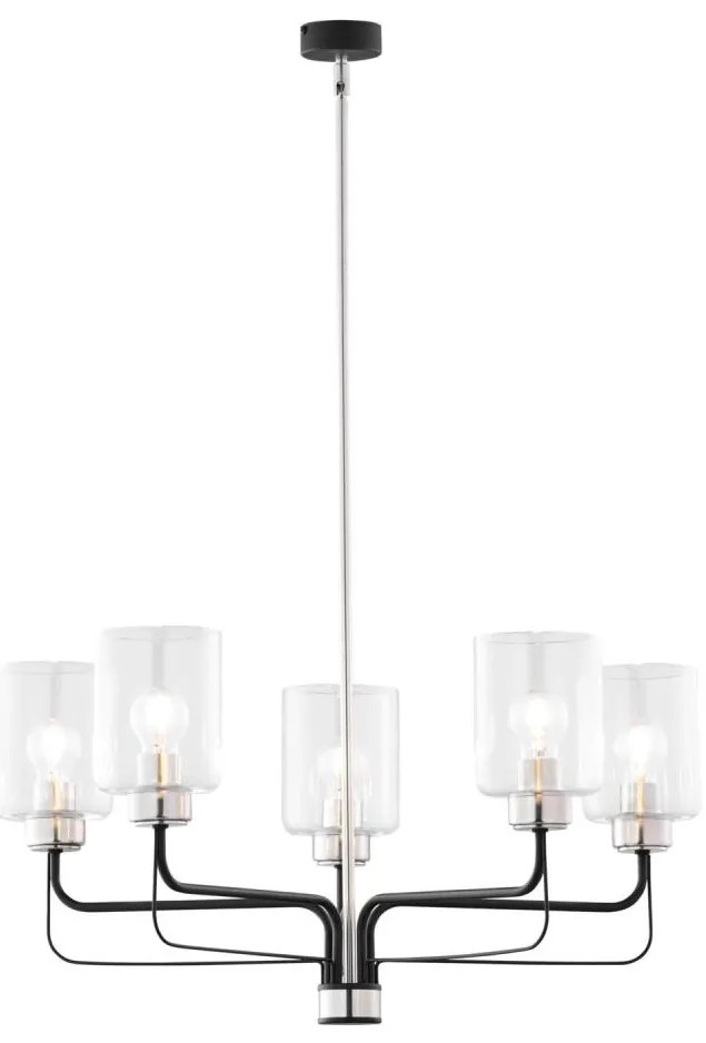 Jupiter 1884 - Rúdos csillár CERES 5xE27/15W/230V matt króm/fekete