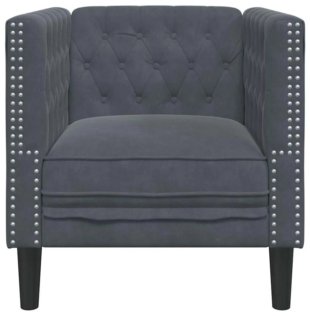 Chesterfield Kanapé Szék Argyle Sötétszürke 71 x 74.5 x 70.5 cm