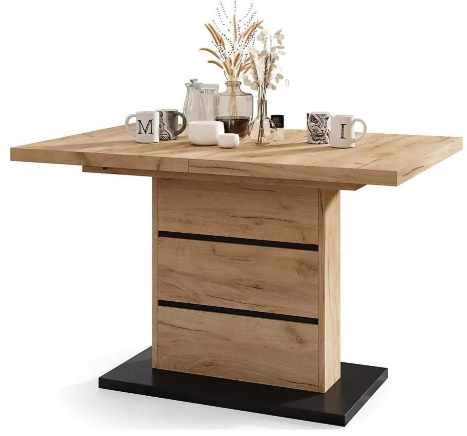 Kinyitható PAOLO étkezőasztal craft tölgy/fekete