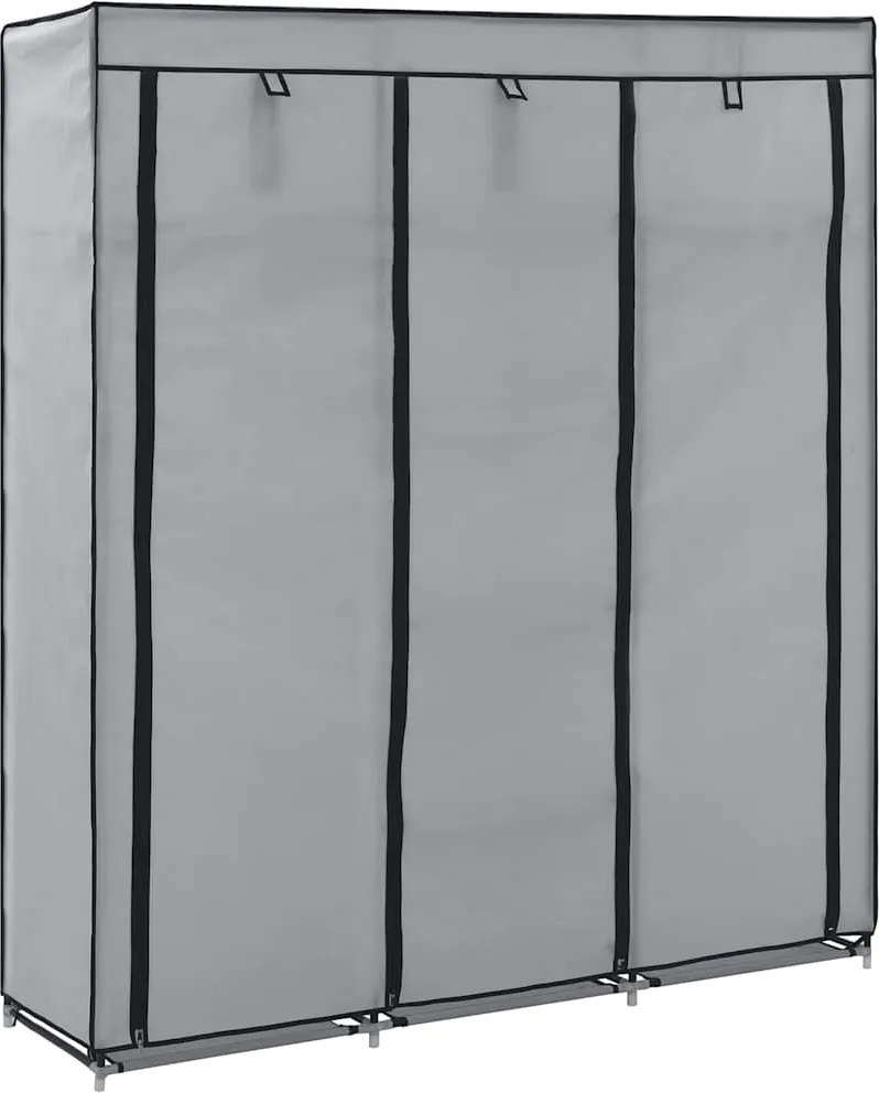 vidaXL szürke szövet ruhaszekrény rekeszekkel és rudakkal 150x45x175cm