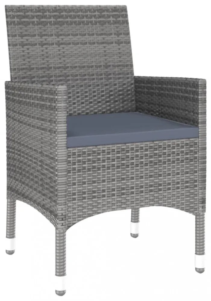 vidaXL 3 részes szürke polyrattan kerti étkezőgarnitúra