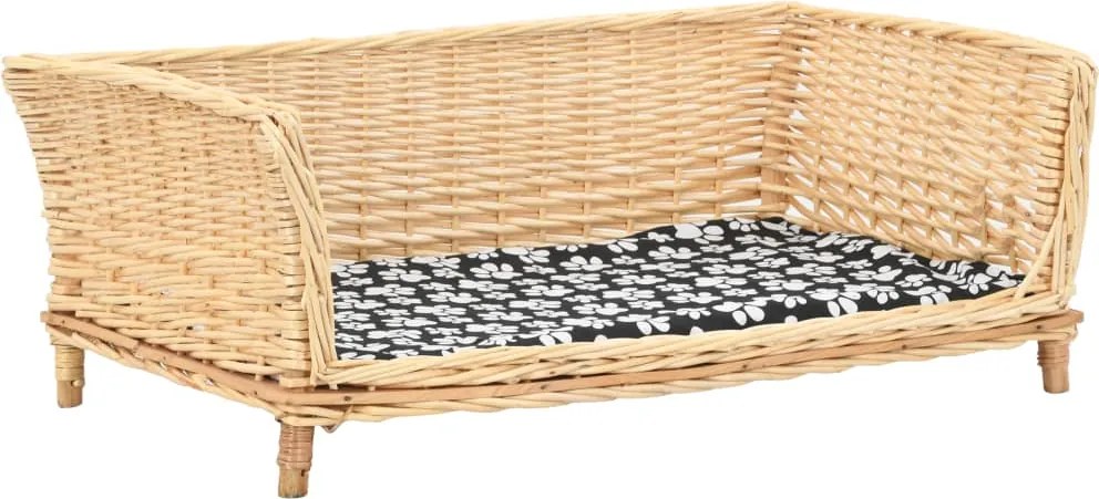 vidaXL természetes fűzfa kutyakosár párnával 90 x 54 x 35 cm