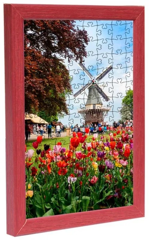 Amszterdam puzzle képkeret piros