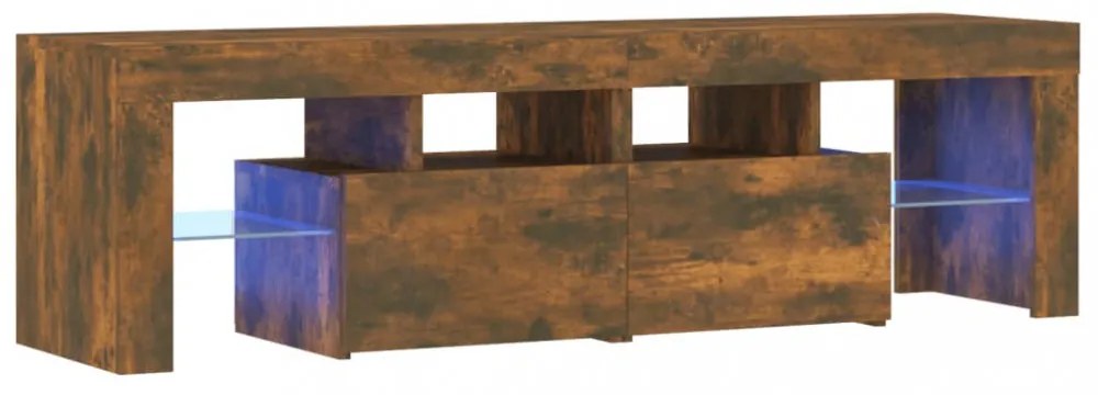 füstös tölgy színű TV-szekrény LED-lámpákkal 140 x 36,5 x 40 cm