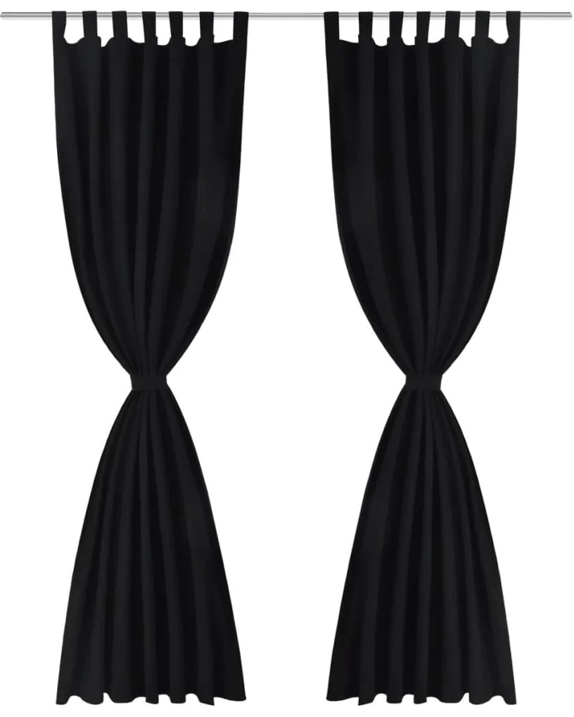 vidaXL 2 db fekete mikroszatén függöny karikákkal 140 x 245 cm