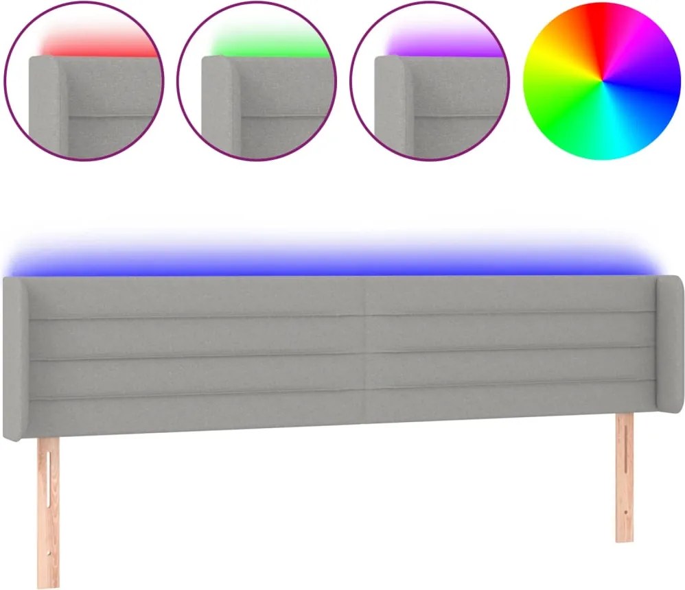 vidaXL világosszürke szövet LED-es fejtámla 163 x 16 x 78/88 cm