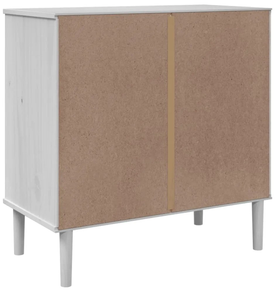 SENJA fehér rattan hatású tömör fenyőfa komód 80 x 40 x 80 cm