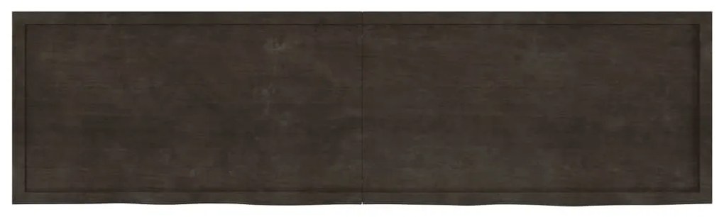 sötétbarna kezelt tömör tölgyfa fali polc 220 x 60 x (2-4) cm