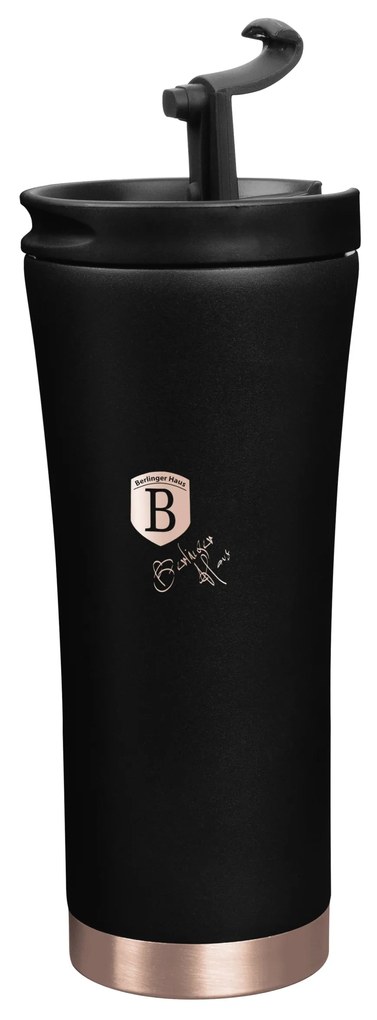 Rozsdamentes acél kávés termosz 500 ml matt fekete rose gold Black Rose Collection