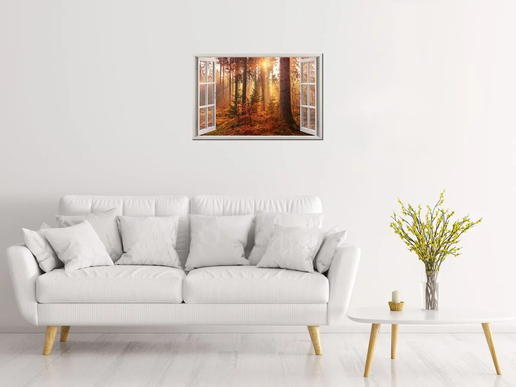 Gario Vászonkép Nyitott ablak Pasztell erdo Méret: 120 x 80 cm