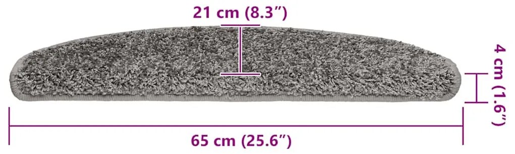 20 db szürke lépcsőszőnyeg 65x21x4 cm