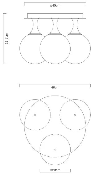 Globo 15885-3D - Felületre szerelhető csillár DALTON 3xE27/10W/230V átm. 46 cm fekete