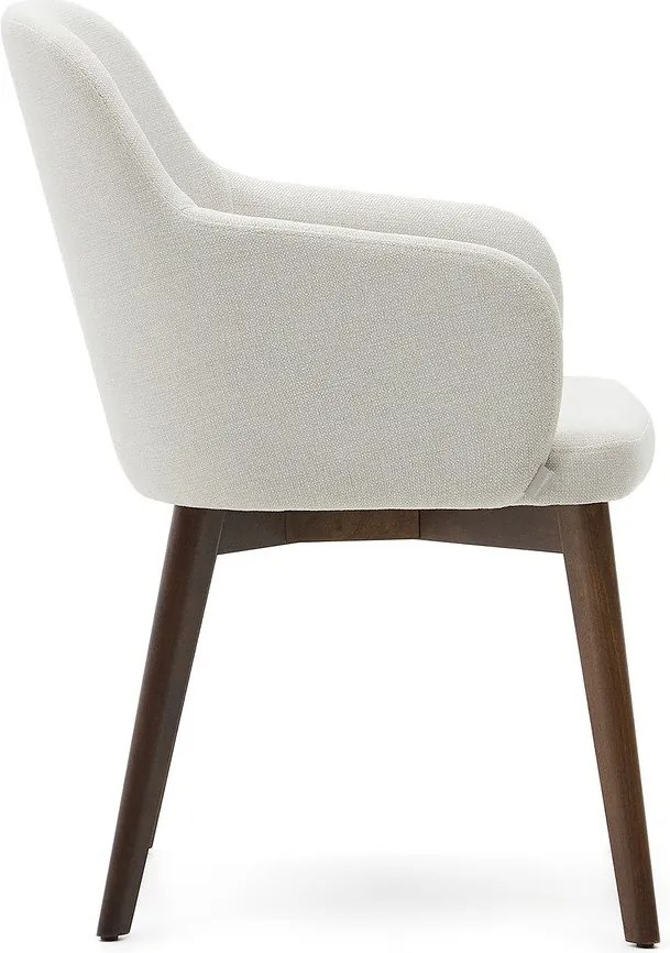 Krémszínű kárpitozott karfás étkezőfotel Nelida – Kave Home
