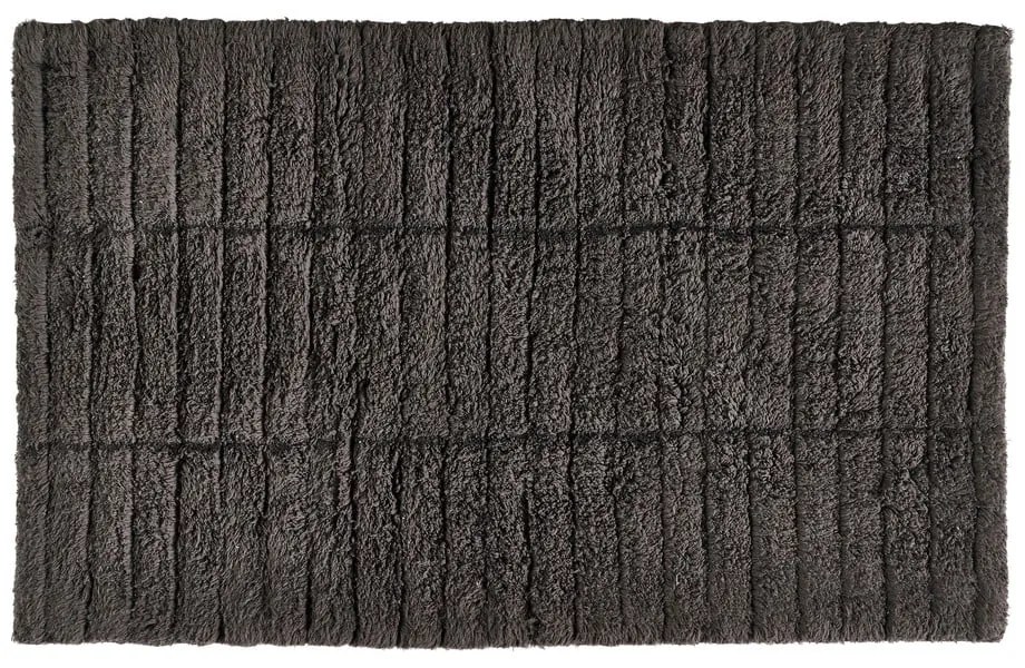 Tiles sötétszürke pamut fürdőszobai kilépő, 80 x 50 cm - Zone
