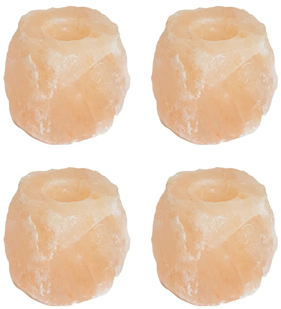Sóköves Teagyertyatartók 4 pcs Rózsaszín Só Kő