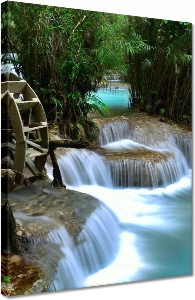 Vászonkép 30x40 Fából készült malom a folyón