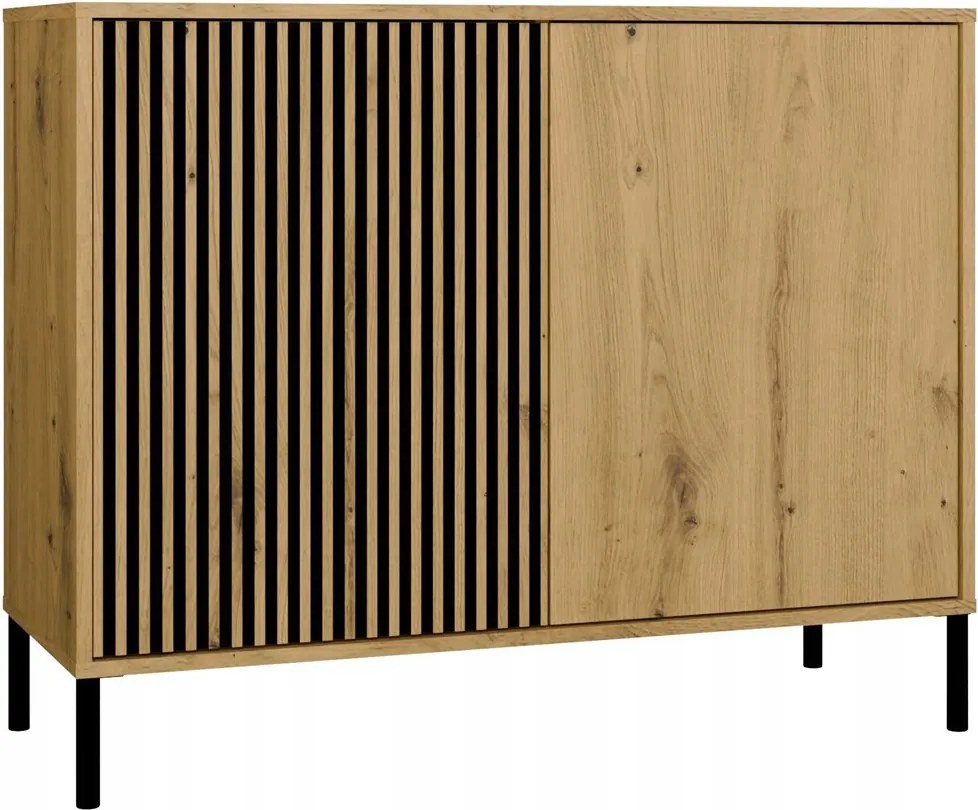 Komód Front Reflektor szekrény Kamaro 2D Slim Sima Tölgy Artisan Lamellák